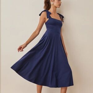 Reformation Edita Knit Navy Blue Midi Dress